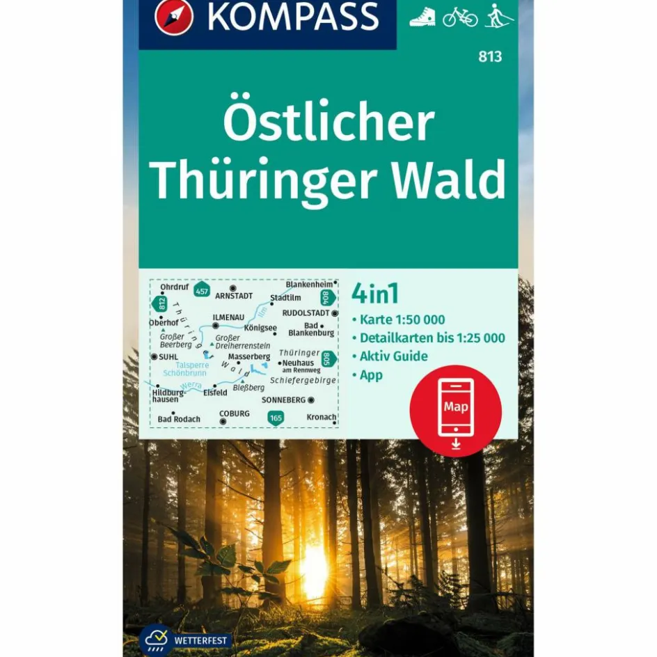 Wanderkarten Und Winterkarten|Wanderkarten Und Winterkarten^KOMPASS WANDERKARTE 813 ÖSTLICHER THÜRINGER WALD