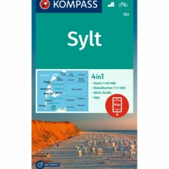 Wanderkarten Und Winterkarten|Wanderkarten Und Winterkarten^KOMPASS WANDERKARTE 701 SYLT MIT ORTSPLÄNEN 1:40.000