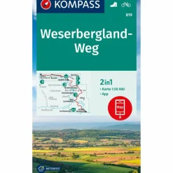 Wanderkarten Und Winterkarten|Wanderkarten Und Winterkarten^KOMPASS WANDERKARTE 819 WESERBERGLAND-WEG 1:50.000