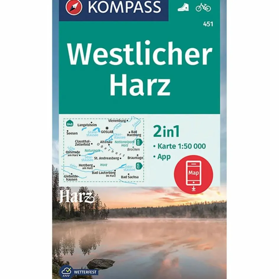 KOMPASS WANDERKARTE 451 WESTLICHER HARZ 1:50000 Wanderkarten Und Winterkarten|Wanderkarten Und Winterkarten