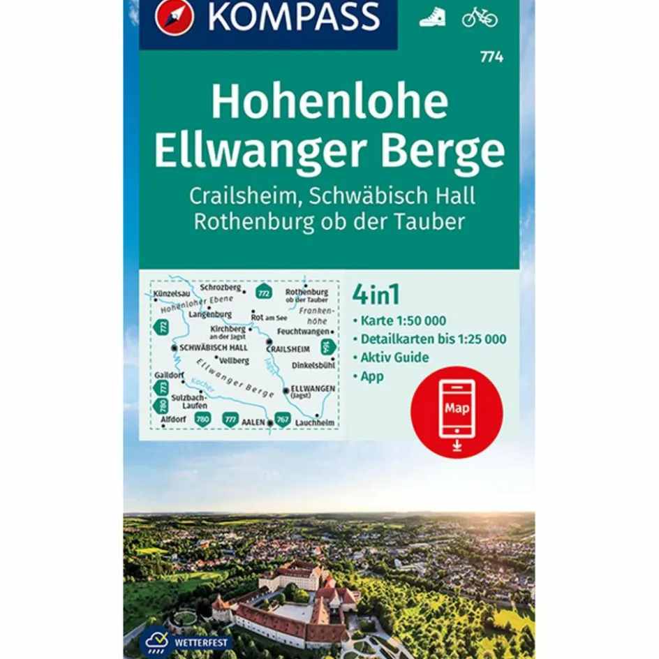Wanderkarten Und Winterkarten|Wanderkarten Und Winterkarten^KOMPASS WANDERKARTE HOHENLOHE, ELLWANGER BERGE, CRAILSHEIM