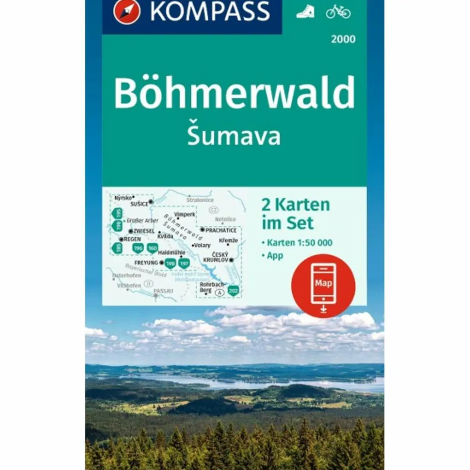 Wanderkarten Und Winterkarten|Wanderkarten Und Winterkarten^KOMPASS WANDERKARTEN-SET 2000 BÖHMERWALD, SUMAVA (2 KARTEN)
