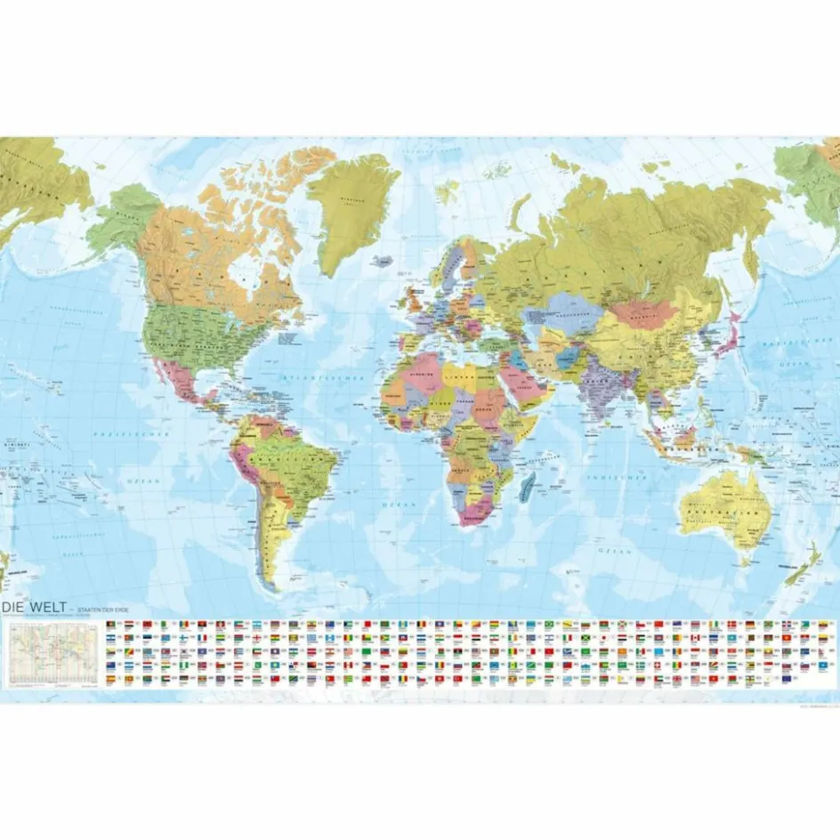 Wandkarten Und Poster^MARCO POLO WELTKARTE - STAATEN DER ERDE MIT FLAGGEN 1:35 MIO - Wand Karte