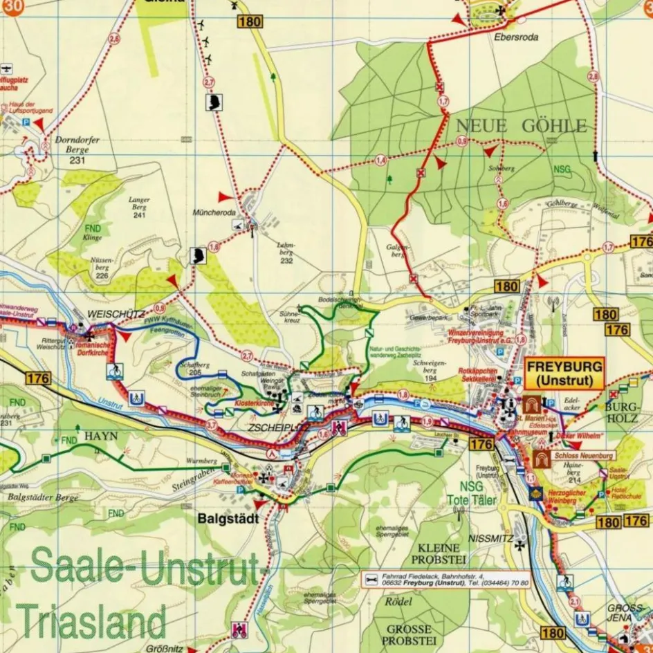 Fahrradkarten|Wanderkarten Und Winterkarten^RADWANDER- UND WANDERKARTE UNSTRUT-RADWEG - Wanderkarte