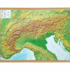 Wandkarten Und Poster^RELIEF ALPEN 1:1.2MIO MIT NATURHOLZRAHMEN - Wand Karte