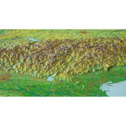 Wandkarten Und Poster^RELIEF ALPEN 1:1.2MIO MIT NATURHOLZRAHMEN - Wand Karte