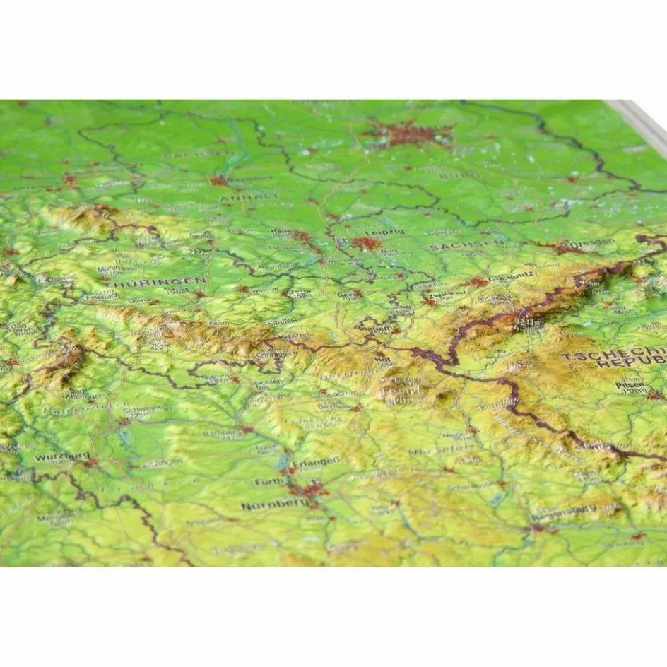 Wandkarten Und Poster^RELIEF DEUTSCHLAND 1:2.4 MIO MIT HOLZRAH - Karte