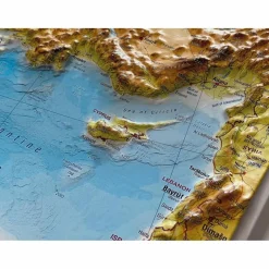 Clearance RELIEF MITTELMEER 1:5.5MIO MIT NATURHOLZRAHMEN - Wand Karte Wandkarten Und Poster