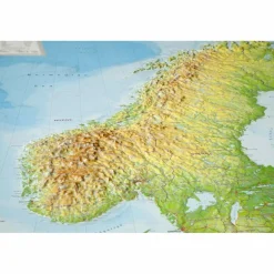 Wandkarten Und Poster^RELIEF SKANDINAVIEN MIT ALURAHMEN - Karte