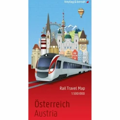Sale ÖSTERREICH, RAIL TRAVEL MAP 1:500.000, FREYTAG & BERNDT - Karte Straßenkarten|Straßenkarten