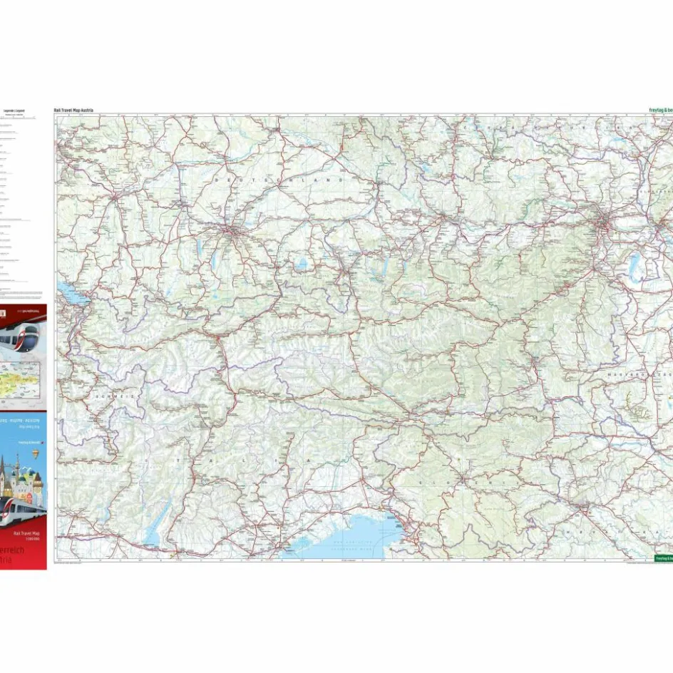 Sale ÖSTERREICH, RAIL TRAVEL MAP 1:500.000, FREYTAG & BERNDT - Karte Straßenkarten|Straßenkarten