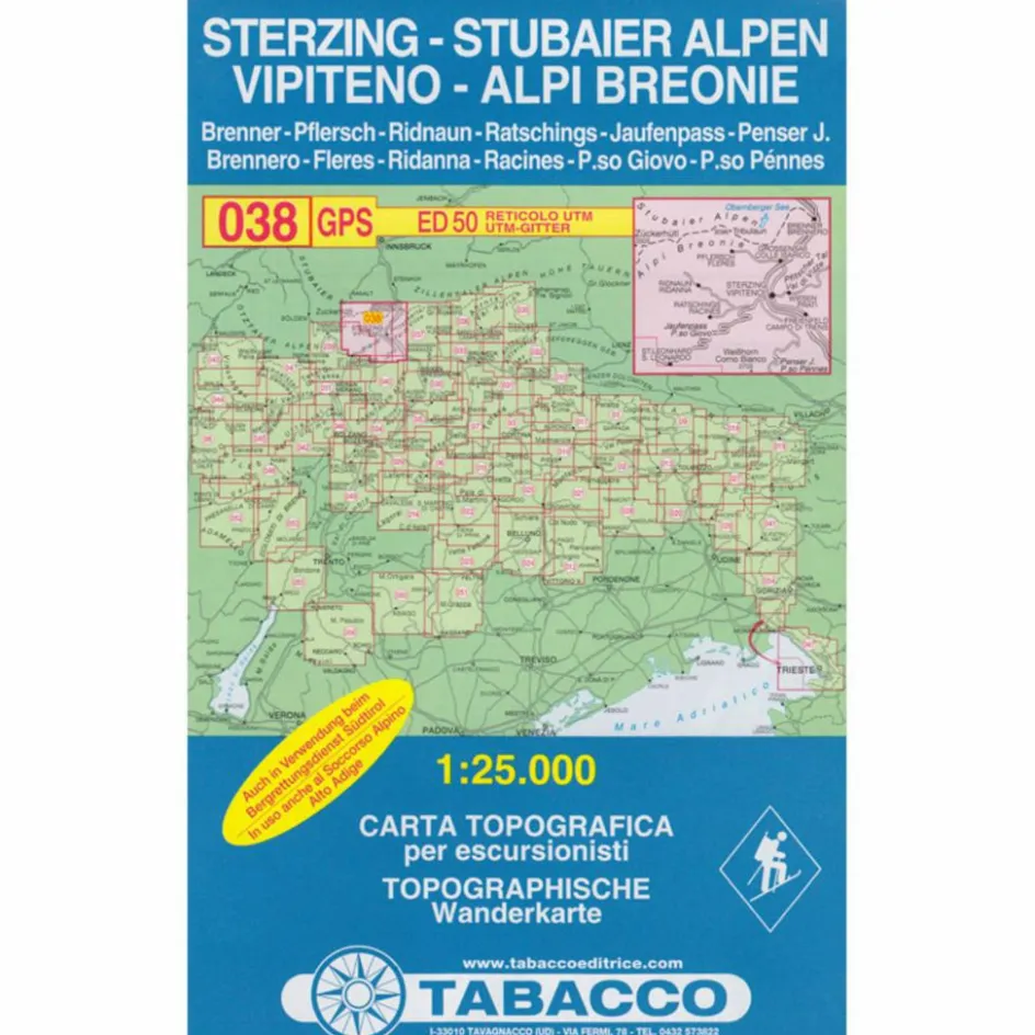 Clearance TABACCO 038 STERZING STUBAIER ALPEN - Wanderkarte Wanderkarten Und Winterkarten|Wanderkarten Und Winterkarten