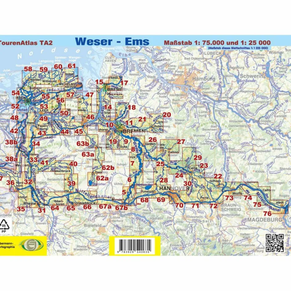 Discount TOURENATLAS TA2 WESER-EMS - Wasserkarte Fahrradkarten|Gewässerkarten