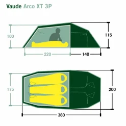 Vaude 3-Personen-Zelte|3-Jahreszeiten-Zelte^ARCO XT 3P Unisex - Tunnelzelt
