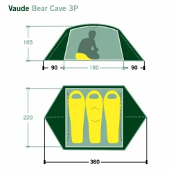 Vaude 3-Personen-Zelte|3-Jahreszeiten-Zelte^BEAR CAVE 3P - Kuppelzelt