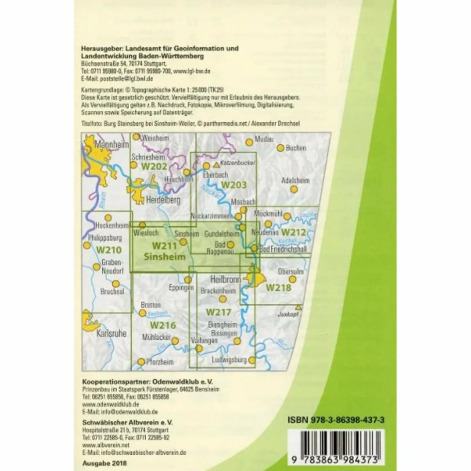 Wanderkarten Und Winterkarten|Wanderkarten Und Winterkarten^WANDERKARTE 1:25 000 SINSHEIM