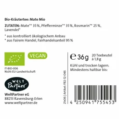 Outlet MATE MIO KRÄUTERTEE BIO TEEBEUTEL Verpflegung